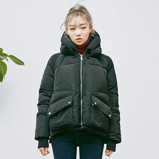Hooded Flap-pocket Puffer Jacket