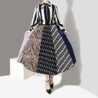 Patterned Pleated Midi Skirt 4875 - As Shown In Figure - One Size