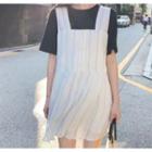 Set: Plain Short-sleeve T-shirt + Mini Jumper Dress