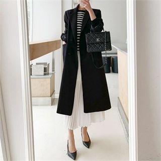 Double-breasted Flap-front Long Jacket