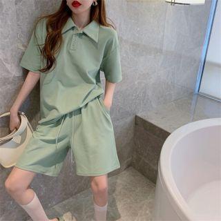Loose-fit Polo Shirt / Drawcord Sweatshorts