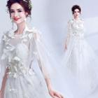 Butterfly Accent Ruffled Wedding Dress