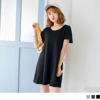 Short Sleeve Cross Strap Back Dress