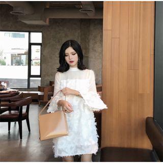 Fringed Bell-sleeve Shift Dress