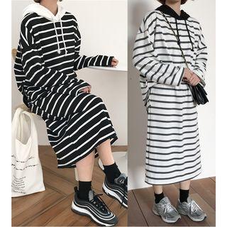 Set: Striped Hoodie + Midi Skirt
