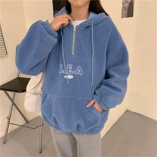 Long-sleeve Embroidered Half-zip Fleece Sweatshirt