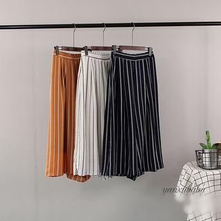 Striped Wide-leg Chiffon Pants
