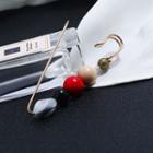 Acrylic Bead Safety Pin Brooch Gold & Red - One Size