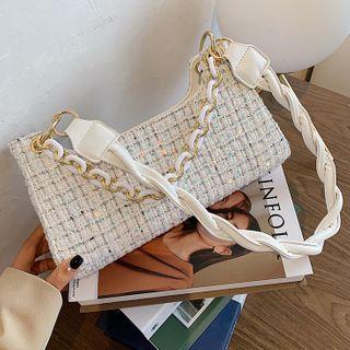 Tweed Braided Strap Shoulder Bag
