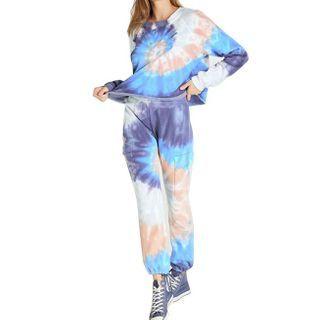 Set: Dye Print Pullover + Cropped Harem Pants