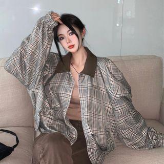 Plaid Shirt Jacket / Wide Leg Jeans