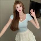 Short-sleeve Top / Layered Mini A-line Skirt