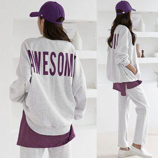 Letter Print Sweatshirt & Sweatpants Set