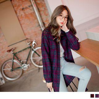 Long Sleeve Plaid Shirtdress