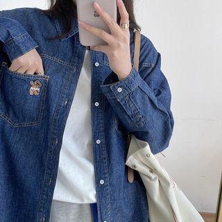 Bear Embroidered Denim Shirt