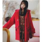 Hooded Snap-button Buckled Coat