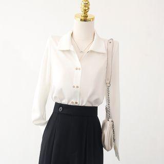 Plain Button-up Chiffon Shirt