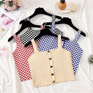Shoulder Strap Checker Tank Top