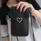 Heart Faux Leather Crossbody Mobile Pouch