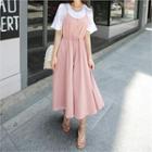 Spaghetti-strap Drawstring-waist Linen Long Dress
