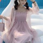 Light Jacket / Sleeveless Smocked Dress