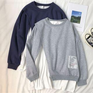 Mock Two-piece Lettering Patch Sweatshirt