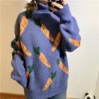 Turtleneck Carrot Print Sweater