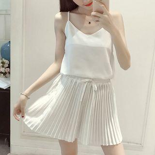 Set: Lattice Spaghetti Strap Top + Mini Skirt