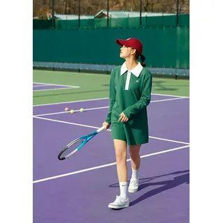 [fever & Percent] Two-tone Polo Shirtdress & Shorts Set