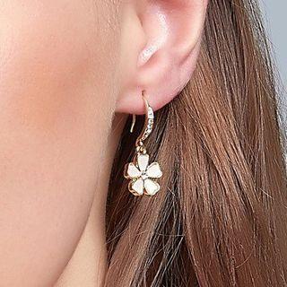 Rhinestone Flower Dangle Earring 1 Pair - 01 - 3183 - White - One Size