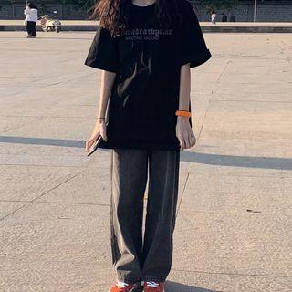Round-neck Plaid Print T-shirt