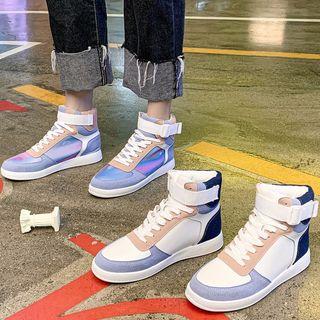 Color Block Faux Leather High Top Sneakers