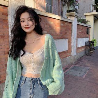 Mohair Cardigan / Lace Camisole Top