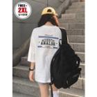 Couple 3/4-sleeve Lettering Boxy-fit T-shirt