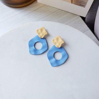Irregular Alloy Dangle Earring 1 Pair - S925 Silver Stud Earrings - Yellow & Blue - One Size