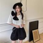 Elbow-sleeve Bow T-shirt / Shorts