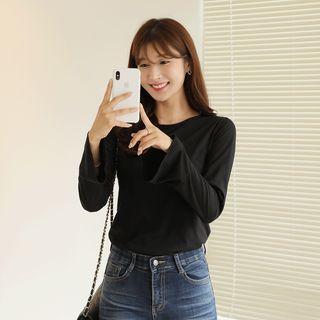 Bell-cuff Textured T-shirt