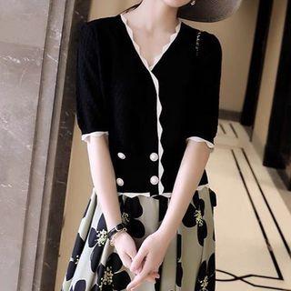 Short-sleeve Double Breasted Cardigan