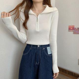 Half-zip Ribbed Knit Sweater