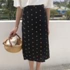 Polka Dot A-line Slit Skirt