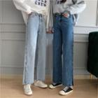 High-waist Slit Straight Leg Jeans