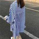 Striped Long-sleeve Loose-fit Shirt Stripes - Blue & White - One Size
