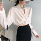 Tie-waist Cropped Blouse / Midi Knit Skirt