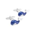 Fashionable Simple Blue Dolphin Cufflinks Silver - One Size