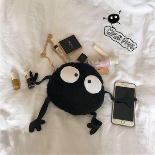 Eye-accent Furry Crossbody Bag Black - One Size