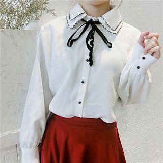 Double Collar Tie Neck Shirt