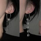 Bell & Chain Asymmetrical Alloy Dangle Earring 1 Pair - 2246a - Asymmetrical - Bell & Chain - Silver Pin - Silver - One Size