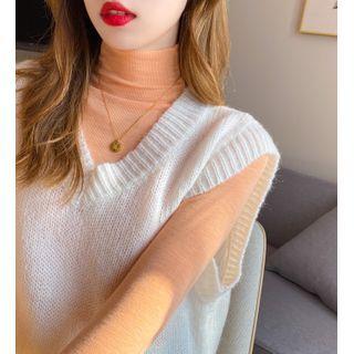 Mock-neck Slim-fit Plain T-shirt In 8 Colors
