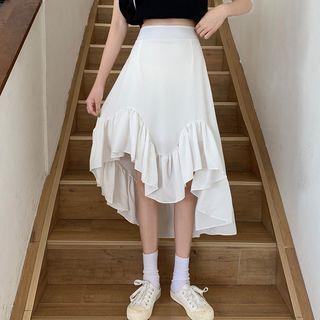 Irregular Frill Trim A-line Skirt