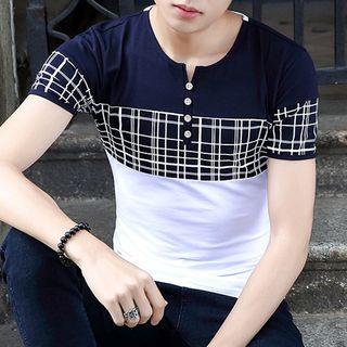 Check Colour Block Short-sleeve T-shirt